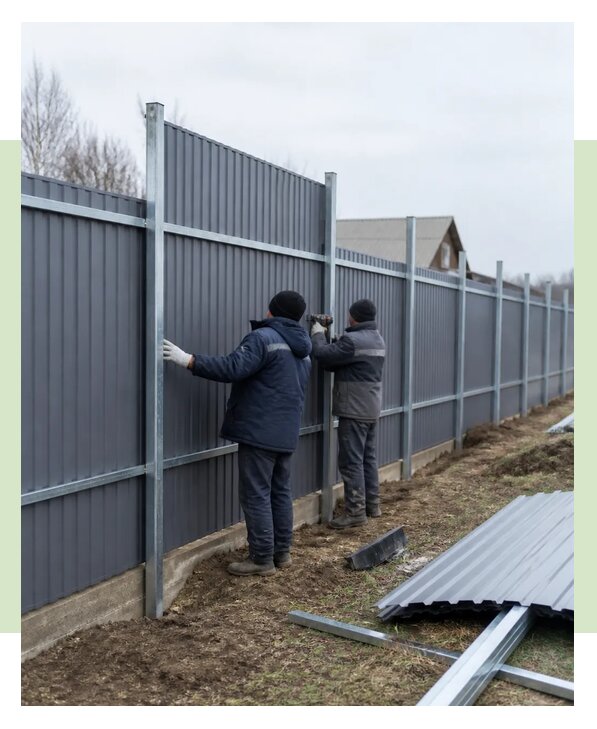 Монтаж забора из профнастила для дачи под ключ в Сосногорске