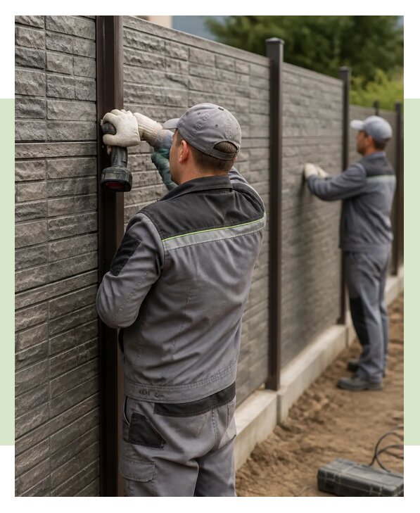 Забор из профнастила под камень для участка в Сосногорске